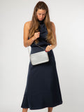 Pure Luxuries silver leather evening bag with chain strap - British product