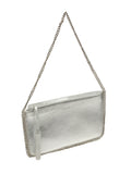 Pure Luxuries silver leather evening bag with chain strap - British product