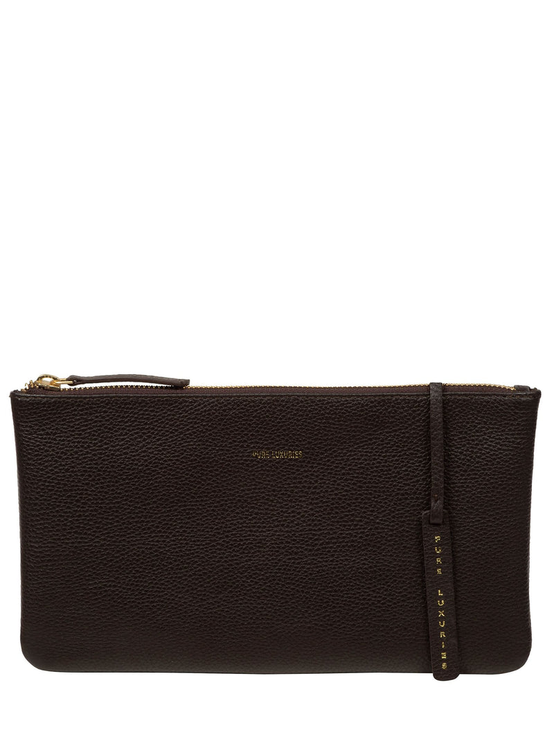Pure Luxuries London brown Emalia leather clutch bag - British product