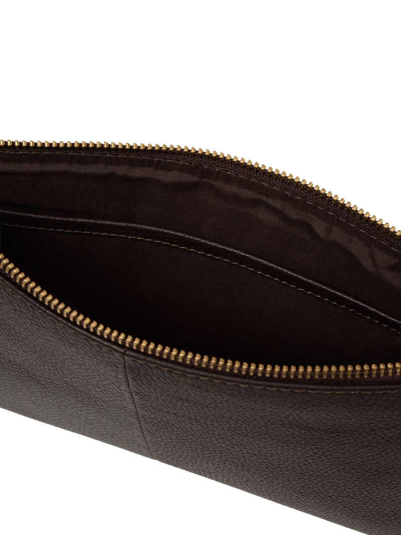 Pure Luxuries London brown Emalia leather clutch bag - British product