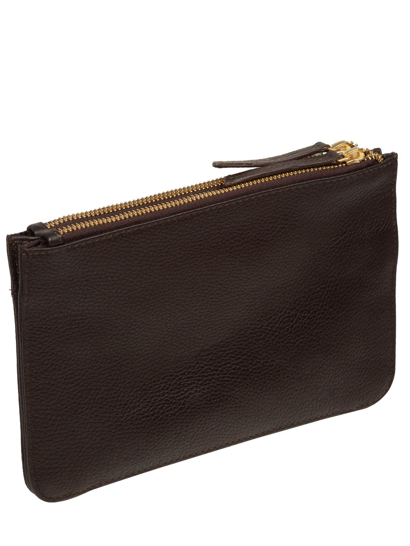 Pure Luxuries London brown Eleanor leather clutch bag, imported from the UK