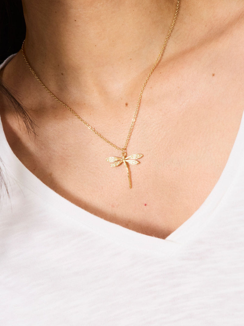 FatFace gold tone dragonfly necklace (British brand)