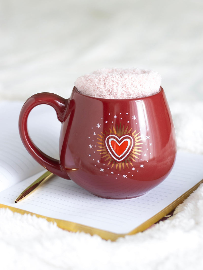 Something Different red sacred heart mug and socks set, UK version