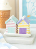 Something Different white pastel beach hut salt and pepper shakers set, imported from the UK