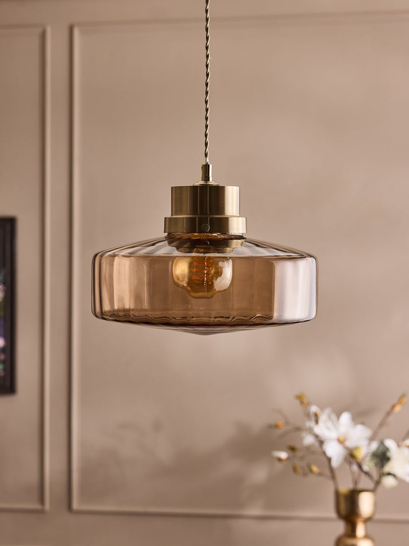 Chocolate brown Rimini ceiling light shade 30cm, UK version