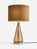 Chocolate brown Rimini table lamp with velvet shade, imported from the UK