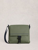 Next White Stuff Green Alec Rubberised Cross-Body Bag 25cm x 30cm x 7cm- Buy online at McGrocer