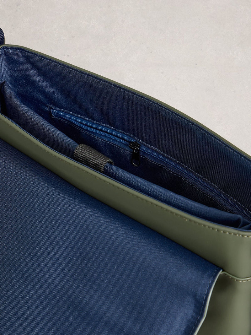White Stuff Alec rubberised cross-body bag in green - British product