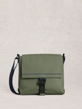 White Stuff Alec rubberised cross-body bag in green - British product