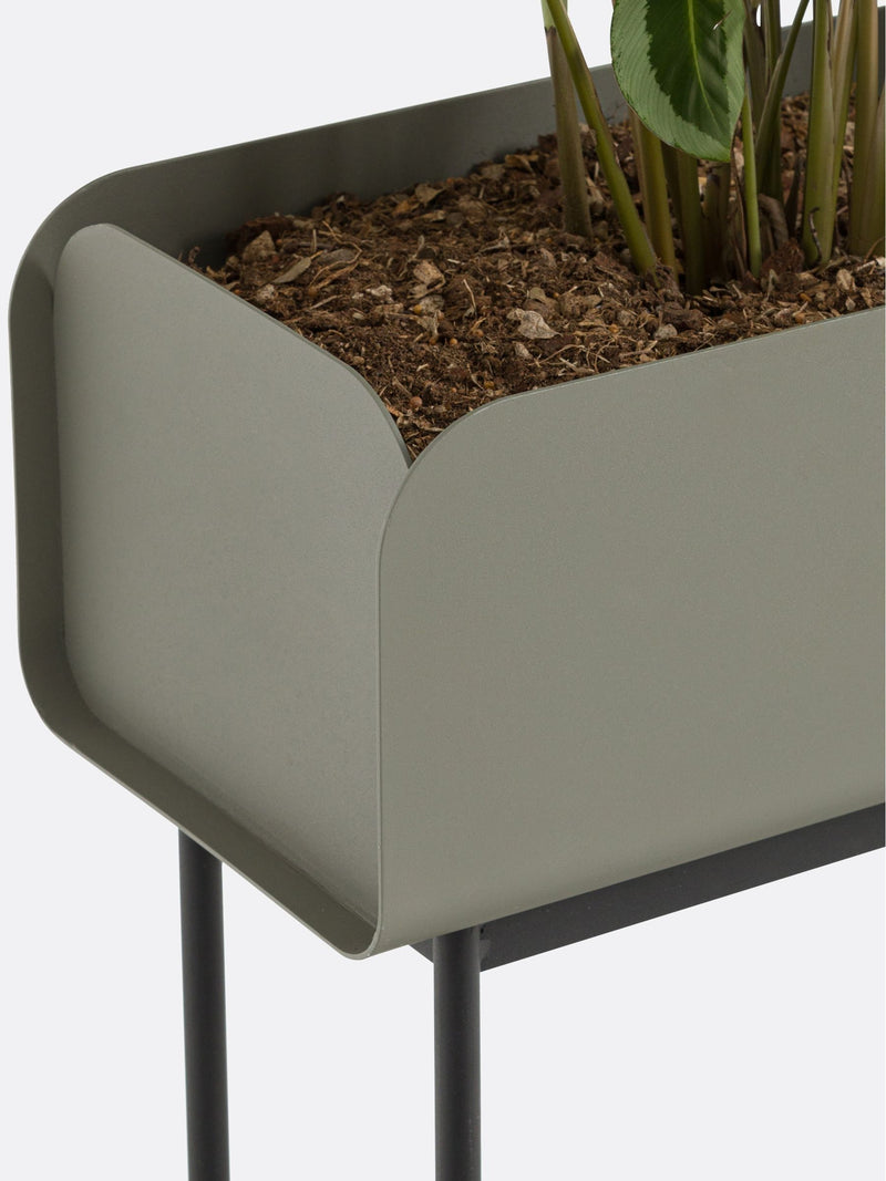 La Redoute Intérieurs sage green tall planter with shelf 75cm, imported from the UK