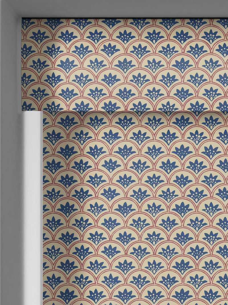 Land & Shore Blue Red Dawn made-to-measure roller blind - British product