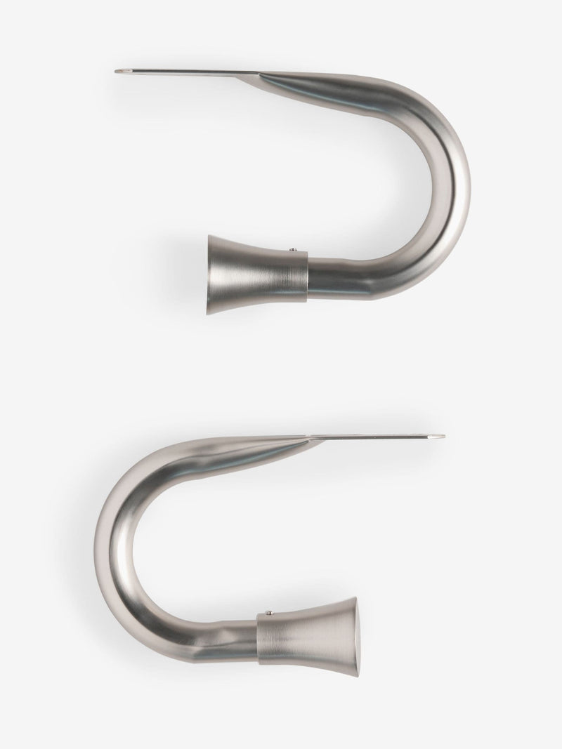 Brushed silver trumpet curtain holdbacks set of 2, imported from the UK