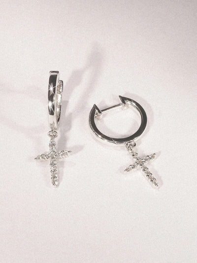 Next The Diamond Store White Stellato Cross Hoop 0.24ct Lab Diamond Earrings- Buy online at McGrocer