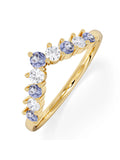 The Diamond Store tanzanite and lab diamond wishbone ring, UK version