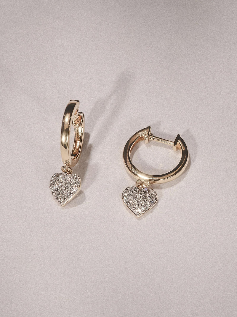 The Diamond Store heart pavé drop huggie earrings 0.29ct (British brand)