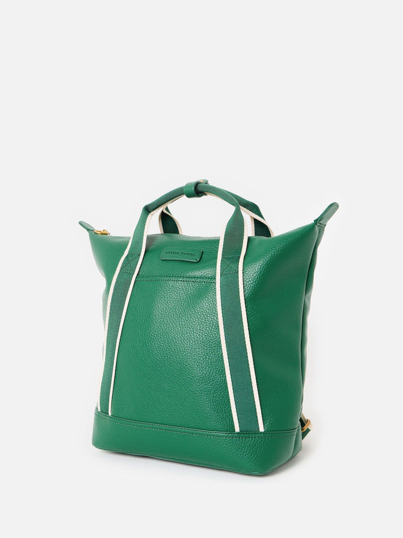 Oliver Bonas green slouch backpack with gold hardware (British brand)