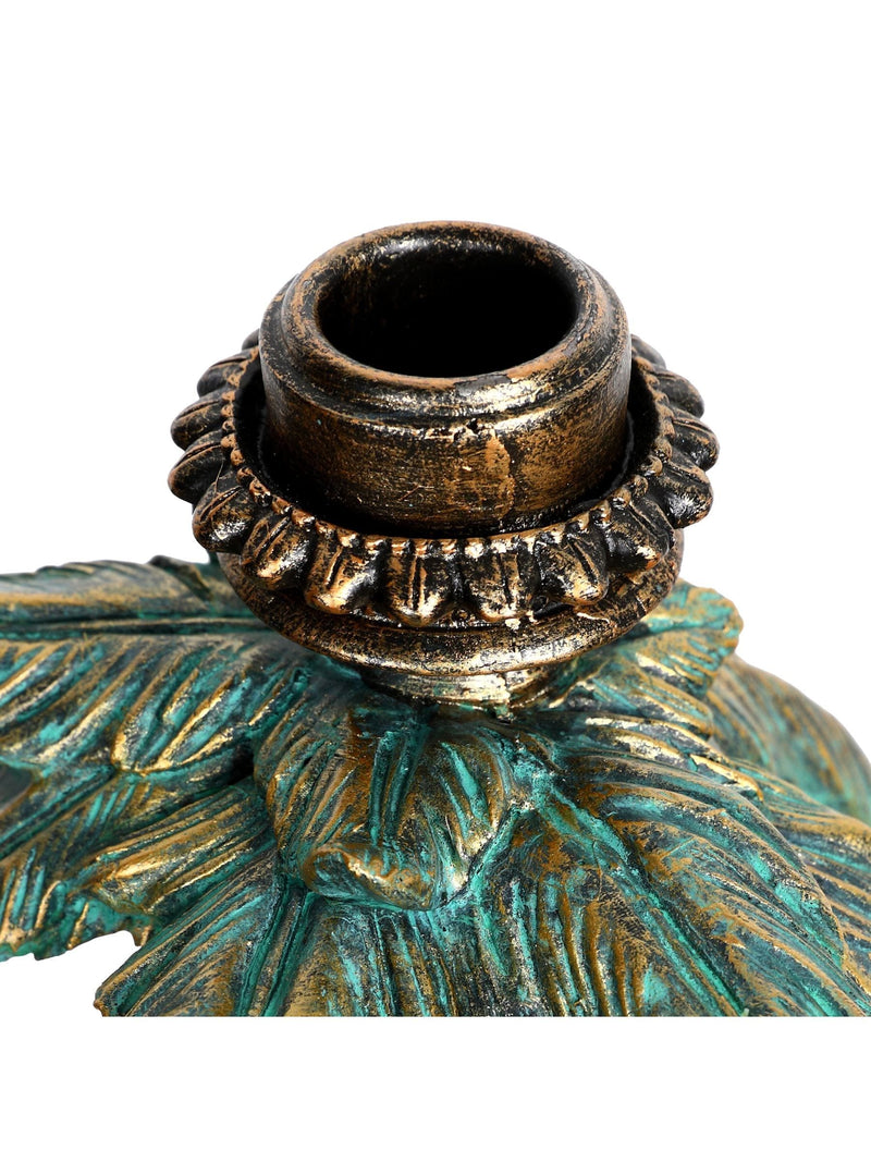Libra Interiors gold palm elephant candlestick - British product