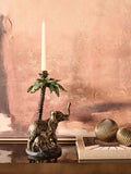 Libra Interiors gold palm elephant candlestick - British product