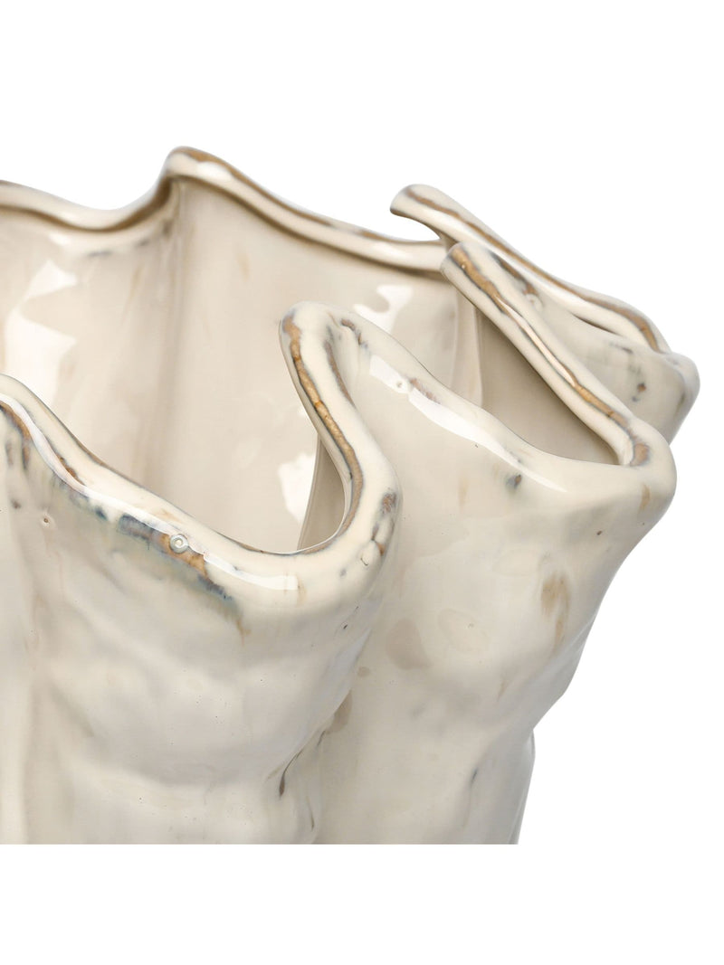 Libra Interiors Cream Coralie Glazed Vase Large, imported from the UK