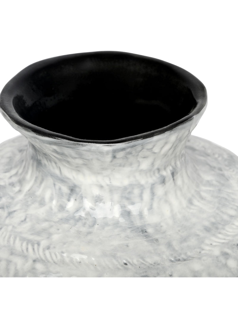 Libra Interiors Lunel glazed white vase, large size, imported from the UK