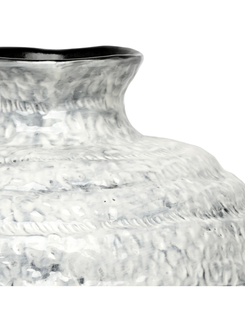 Libra Interiors Lunel glazed white vase, large size, imported from the UK