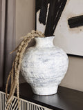 Libra Interiors Lunel glazed white vase, large size, imported from the UK