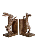 Libra Interiors rustic standing hare bookends 23cm, imported from the UK