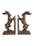Libra Interiors rustic standing hare bookends 23cm, imported from the UK
