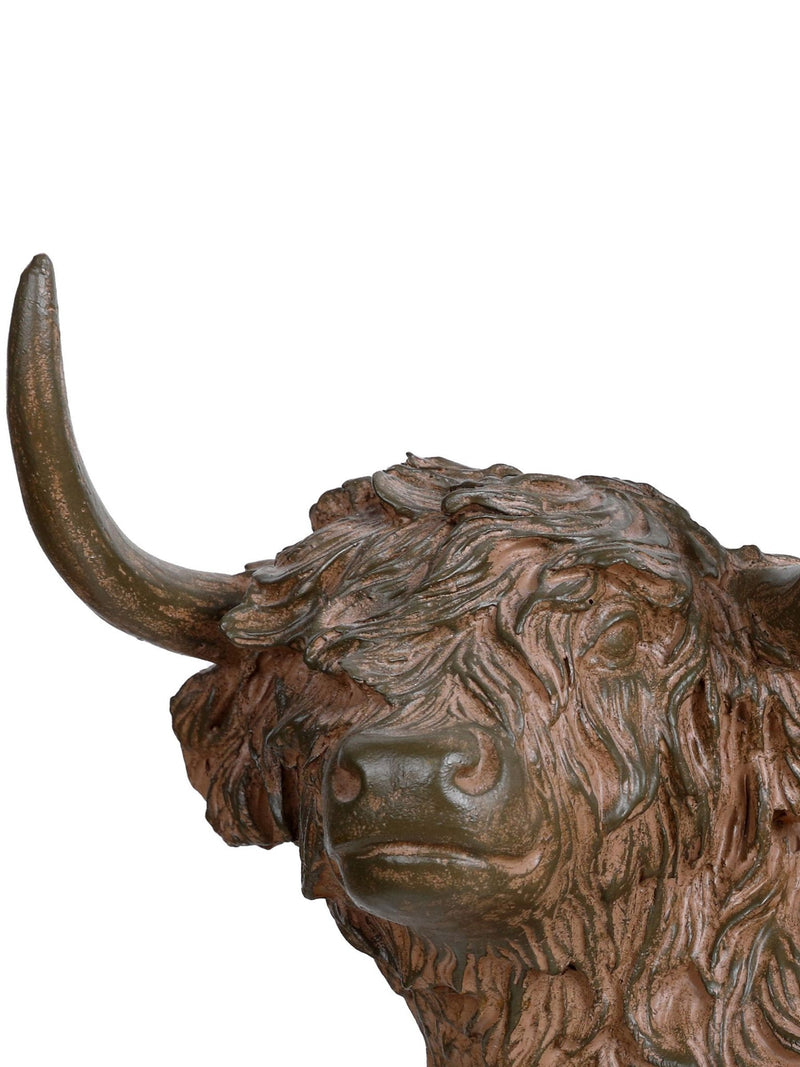 Libra Interiors rustic Highland cow sculpture brown, imported from the UK