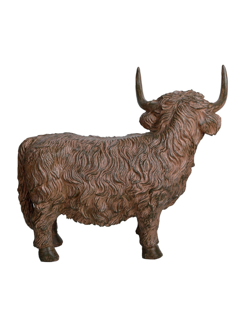 Libra Interiors rustic Highland cow sculpture brown, imported from the UK