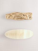Next Gold Tone/Cream Resin Metal Hair Barette Slides 2 Pack- Buy online at McGrocer