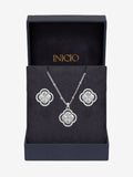 Inicio diamond cut clover set pendant and earrings sterling silver plated (British brand)