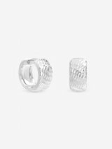 Next Inicio Sterling Silver Plated Textured Chubby Hoop Earrings- Buy online at McGrocer