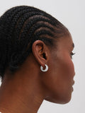Inicio sterling silver plated textured chubby hoop earrings, imported from the UK