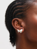 Inicio silver plated satin butterfly earrings 16.4mm, UK version