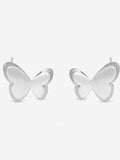 Inicio silver plated satin butterfly earrings 16.4mm, UK version