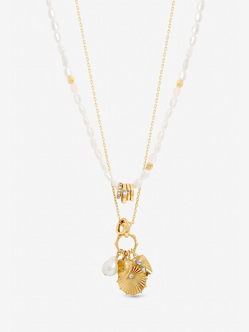 Mood multi row charm pearl necklace, UK version