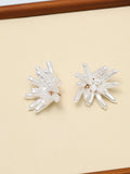 Mood gold tone statement pearl floral earrings, UK version