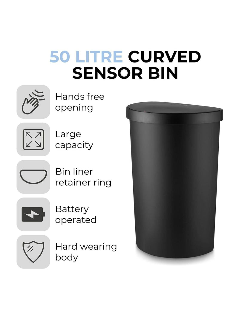 Tower black curved sensor bin 50L - British product