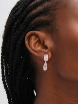 Next Inicio Sterling Silver Plated Rose Faceted Double Drop Earrings- Buy online at McGrocer