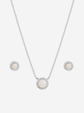 Inicio sterling silver plated pearl halo set gift box, imported from the UK
