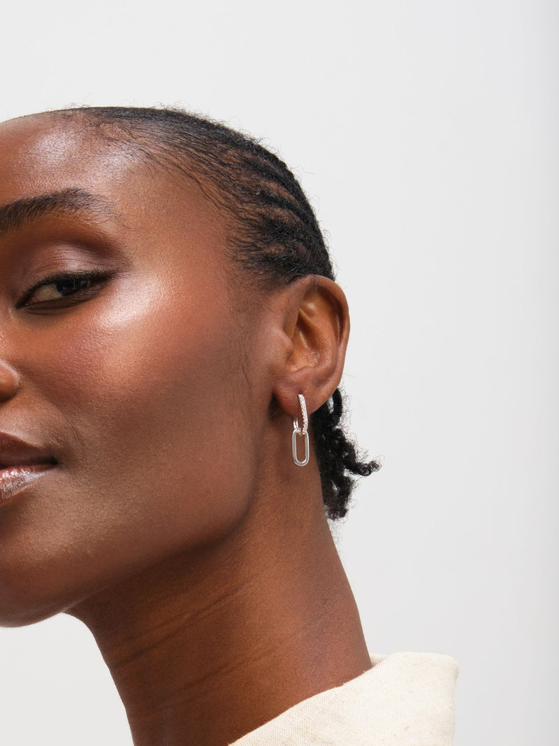 Inicio sterling silver plated double link drop earrings - British product