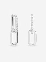 Next Inicio Sterling Silver Plated Polished Double Link Drop Earrings- Buy online at McGrocer