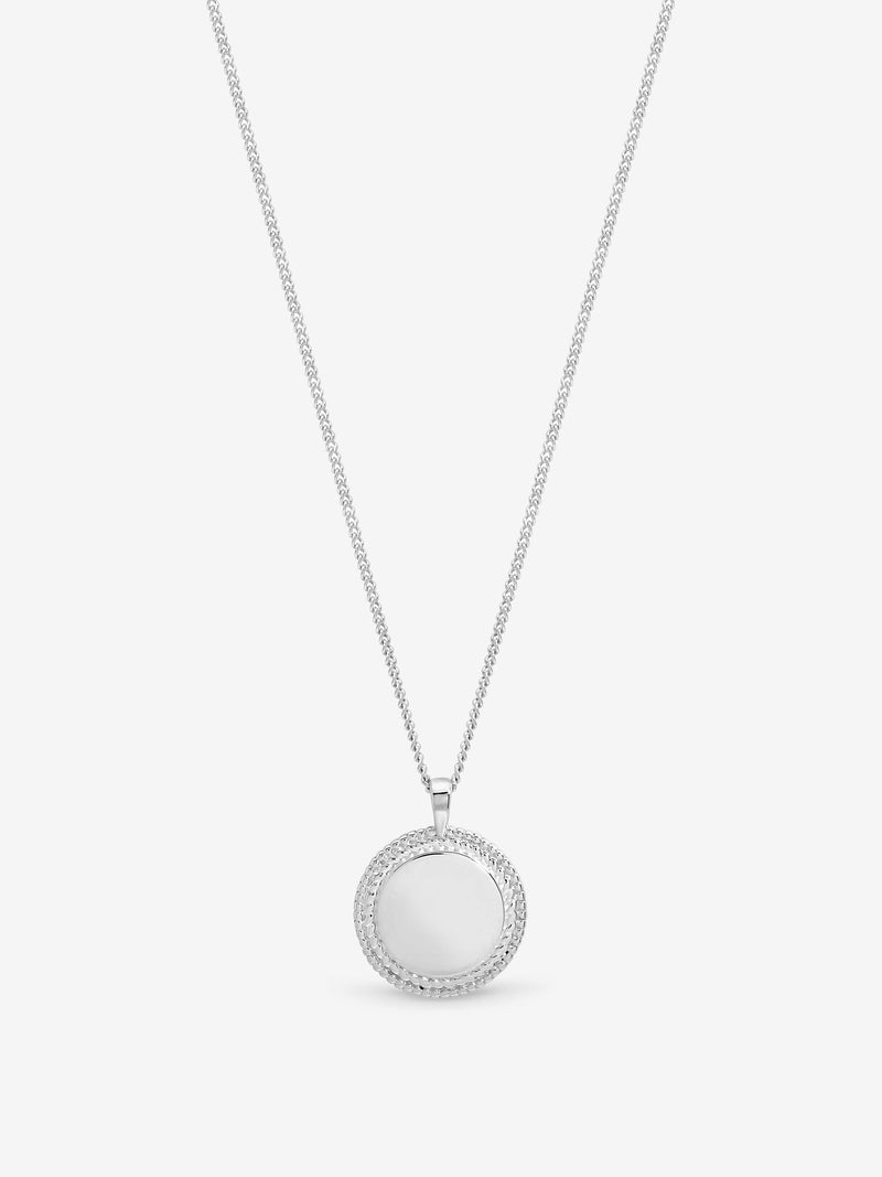 Inicio sterling silver plated beaded edge pendant, UK version