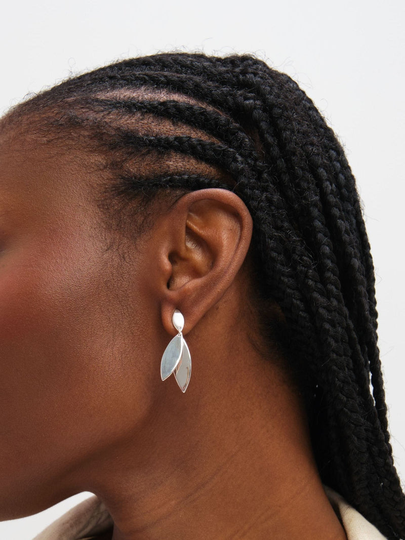 Inicio polished double drop earrings sterling silver plated, imported from the UK