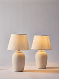 The Set 2 Pack Grey/Ecru Textured Ceramic Large Table Lamps