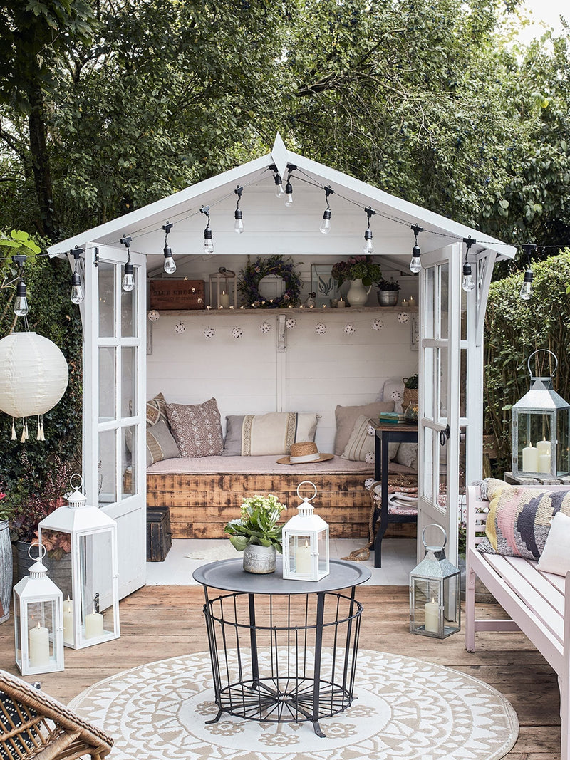 Lights4fun Perth large white garden lantern 59cm, UK version