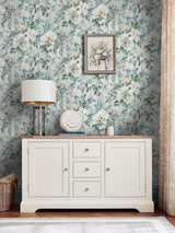 Next Laura Ashley Pale Teal Elowen Peony Wallpaper (10m x 52cm)- Buy online at McGrocer