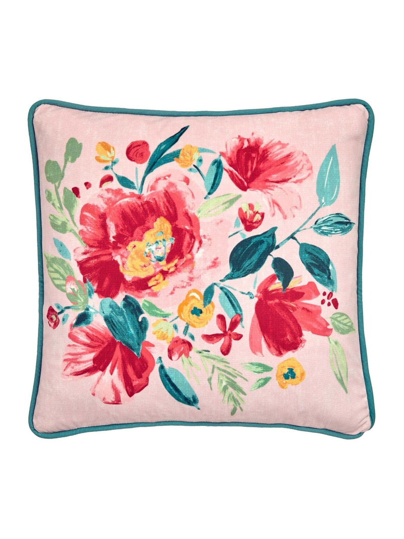 Dreams & Drapes red poppy velvet cushion 43cm, UK version