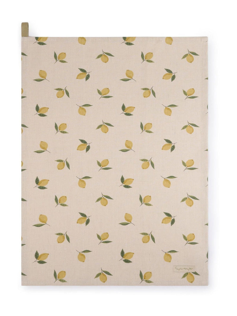 Sophie Allport Natural Lemons linen tea towel, UK version